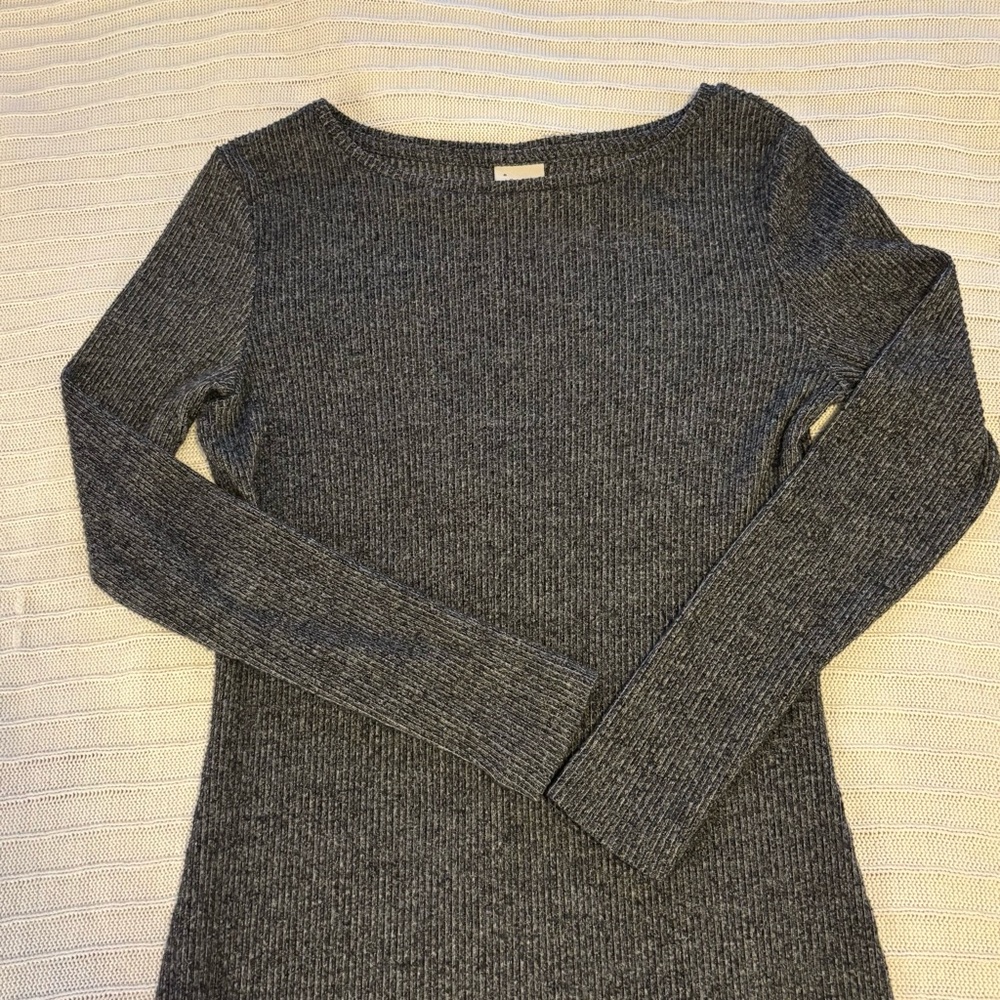 Gray Long Sleeve Knit Dress